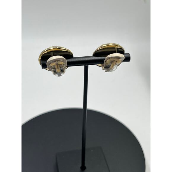 Simon Sebbag SSD 925 Vintage Hammered Round Gold Tone Clip on Earrings - Picture 3 of 9